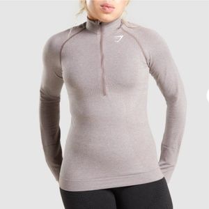 Gymshark Vital Seamless Half 1/2 Zip Pullover Long Sleeve Top
